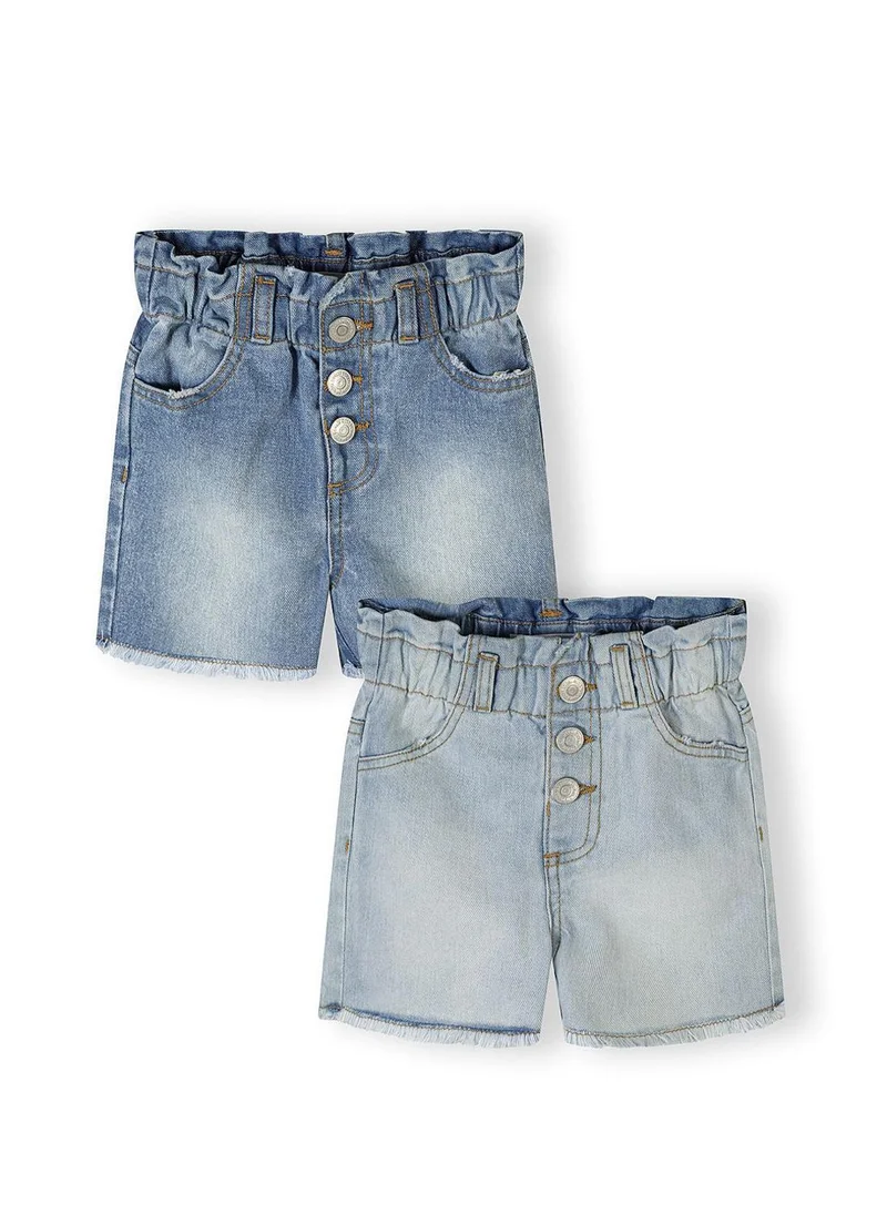 MINOTI Girls 2-pack denim shorts blue elasticated waist